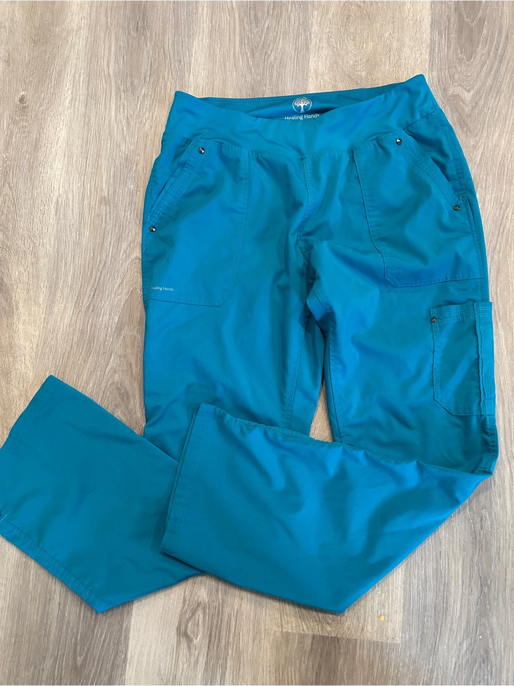 Healing Hands purple label Teal Blue cargo scrubs size M - Picture 5 of 9